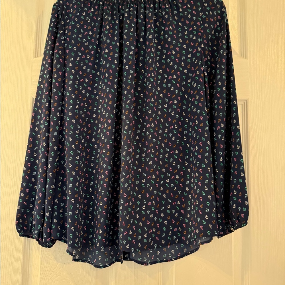 Talbots Navy Blue Patterned Top - image 4